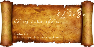 Őry Zakariás névjegykártya